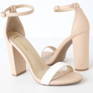 Lulus Taylor Natural Suede Ankle Strap Heels Elegant Women's Block Heel Sandals